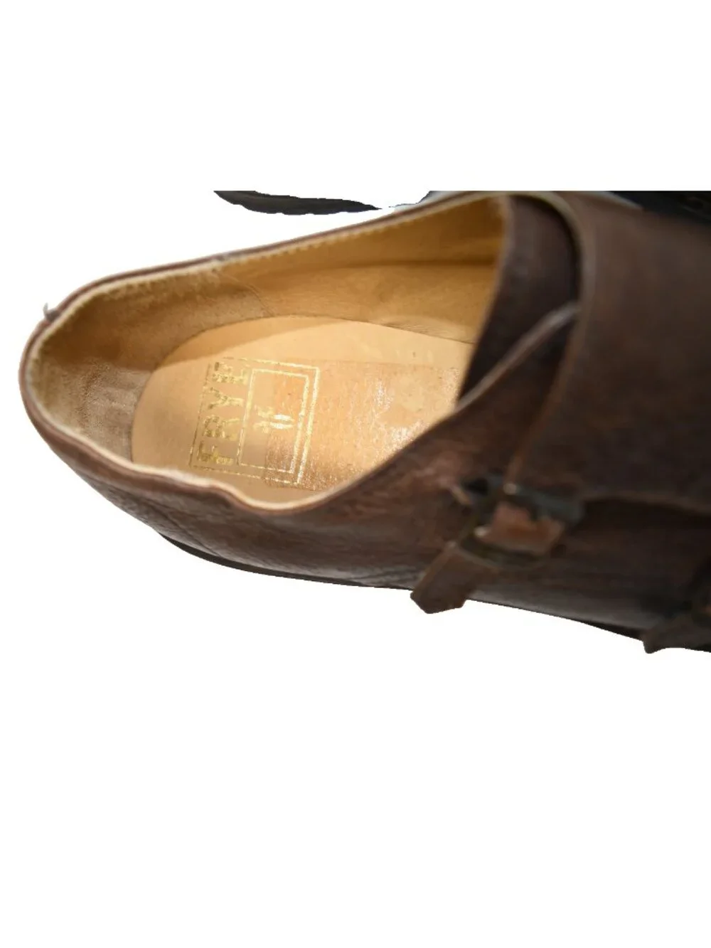 New! Frye Mens Double Monk Strap James Lug 10 D Brown Leather 3481121 DD562